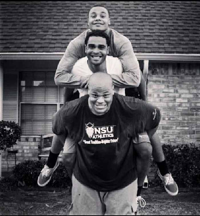 Jace Prescott carries brothers Dak and Tad on his back in a playful photo
